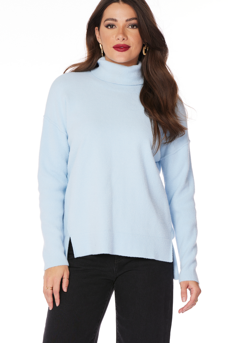 Dark Slate Gray Turtleneck Side Slit Sweater Sweater