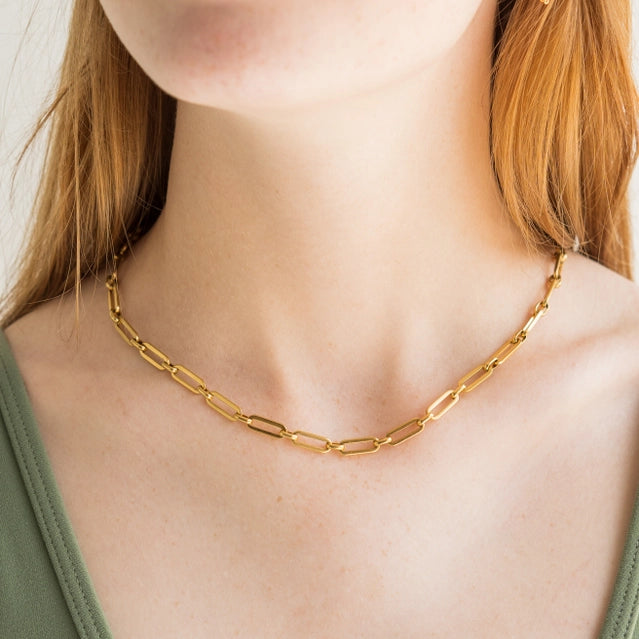 Tan Paper Clip Chain Necklace Necklace