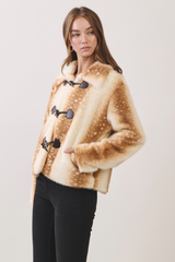 Light Gray Woodland Faux Fur Toggle Jacket Jacket