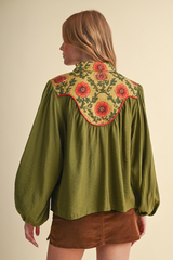 Bisque On The Road Again Button Down Top Top