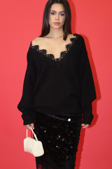 Black Love Story Lace Sweater Sweater