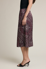 Light Gray The Autumn Paisley Midi Skirt Midi Skirt