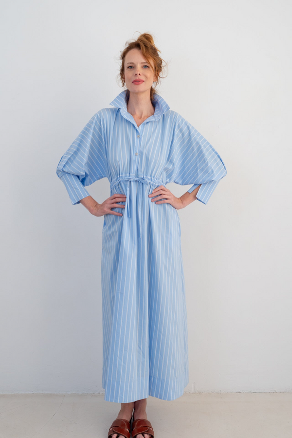 Mara Dress in Blue/White Stripe