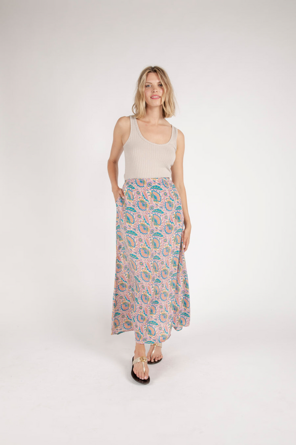 Light Gray Ujala Straight Maxi Skirt in Multi Maxi Skirt