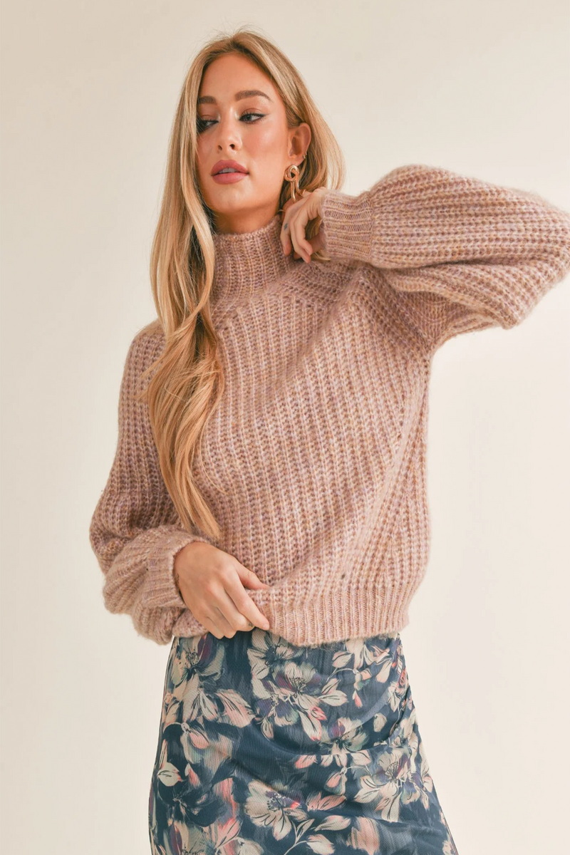 Light Gray Malory Mock Neck Sweater Sweater