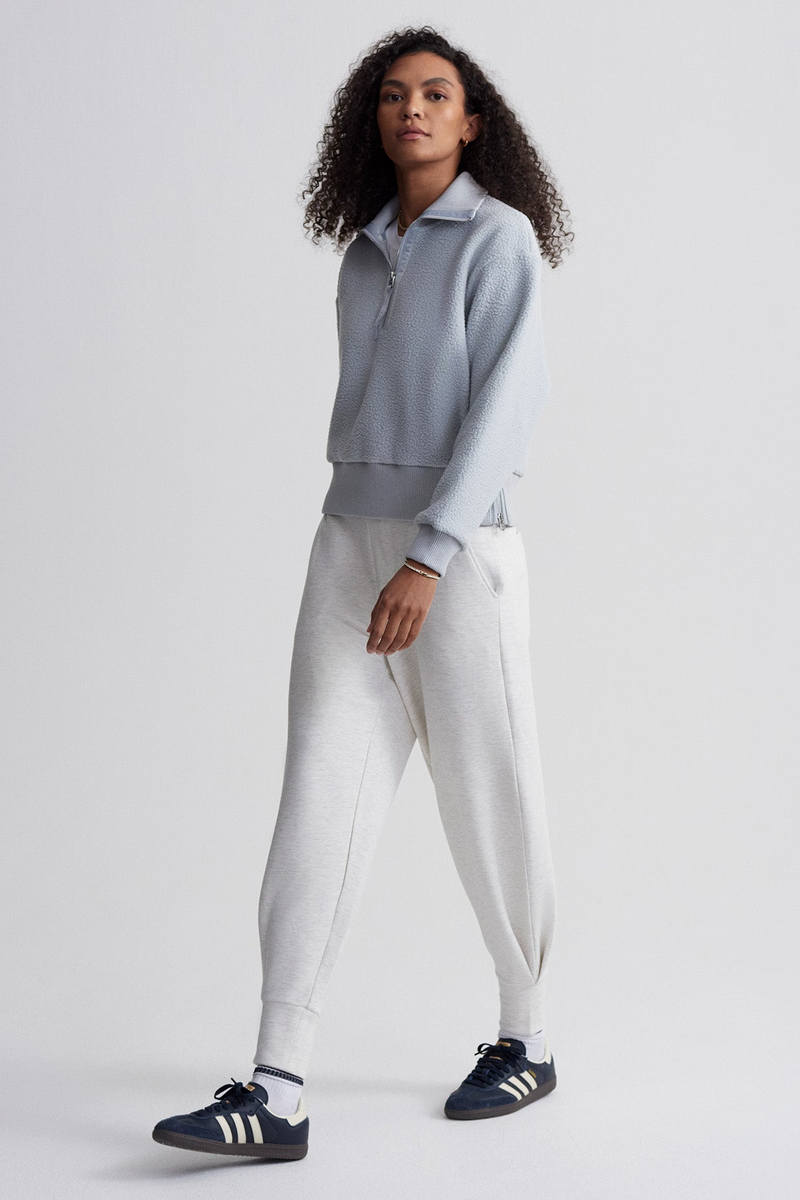 Light Gray Roselle Half Zip Fleece Sweater