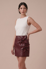 Tan Wildflower Rebel Faux Leather Mini Skirt Mini Skirt