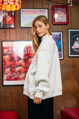 Lavender MERRY Embroidered Mock Neck Sweatshirt Sweatshirt