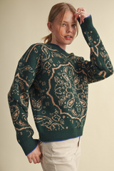 Light Gray Born To Wander Paisley Sweater Sweater