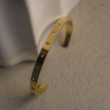 Dim Gray Aneta Gold Cuff Bracelet with Star Crystals Bracelet