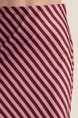Light Gray Lines Of Love Striped Satin Midi Skirt Midi Skirt