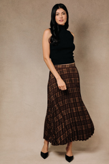 Dark Gray Fall Favorite Plaid Midi Skirt Midi Skirt