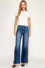 Lavender Kai High Rise Wide Leg Cord Stripe | Baja Jeans