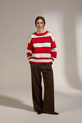 Dark Gray Ossa Striped Sweater in Red/Ecru/Navy Sweater