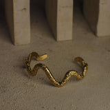 Dark Olive Green Amalia Gold Wave Cuff Bracelet Bracelet