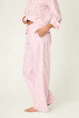 Misty Rose Afterparty Poplin Stripe & Martini Print Pajama Pants Pajama Pants