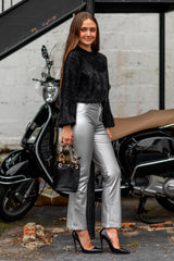 Dark Slate Gray Paz Vegan Leather Pant Pant