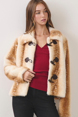 Dark Slate Gray Woodland Faux Fur Toggle Jacket Jacket