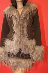 Rosy Brown Glamorous Faux Fur Mini Skirt Mini Skirt