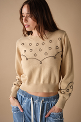 Tan Wild West Beaded Sweater Sweater