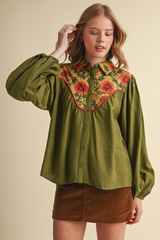 Tan On The Road Again Button Down Top Top