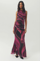 Light Gray Cinda Skirt in Pink/Multi Maxi Skirt