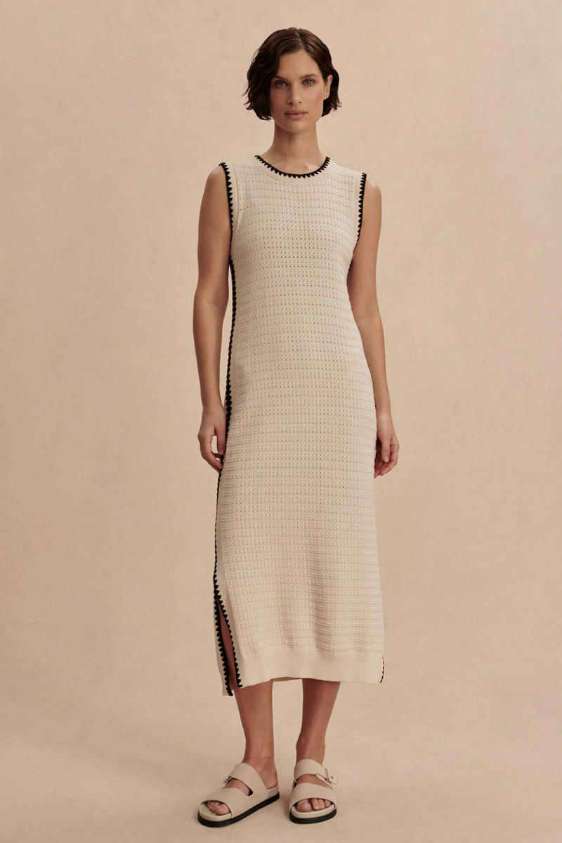 Tan Dwight Tank Knit Dress Midi Dress