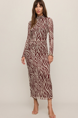 Dim Gray Sevilla Zebra Mesh Midi Dress Midi Dress