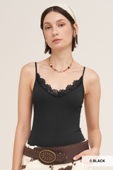 Antique White Toby Lace Trim V-Neck Cami Cami