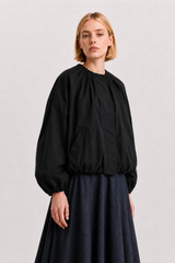 Black Gathered Neck Volume Jacket Jacket