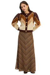 White Smoke Fuzzy Chevron Sweater in Brown Multi Sweater