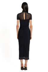 Black Dominique Mesh Midi Dress Midi Dress