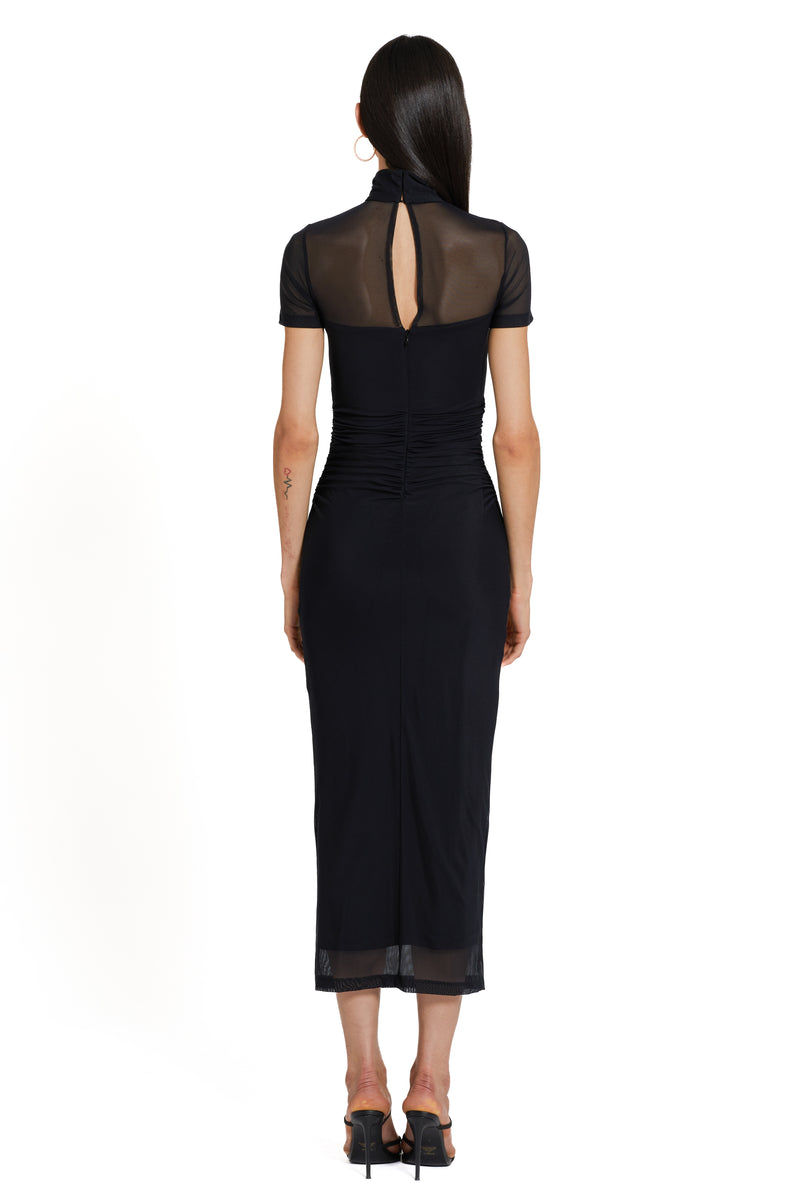Black Dominique Mesh Midi Dress Midi Dress
