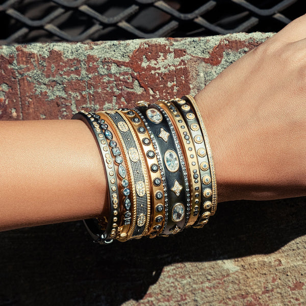 Rosy Brown Mini Stud Bezel Stone Eternity Hinge Bangle Bracelet