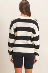 Dark Slate Gray Campus Classic Stripe Polo Sweater Sweater