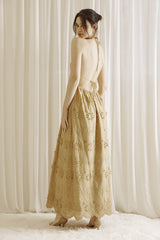 Gray Emmaline Eyelet Maxi Maxi Dress