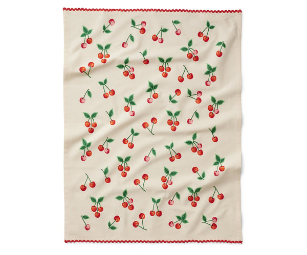 Light Gray Cherries Tea Towl Tea Towel