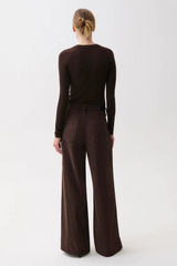 Lavender Jadyn Corduroy Mid Rise Palazzo Jean | Mocha Jeans