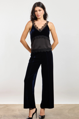 Lavender Cheryl Velvet Mix Top in Navy/Black Top