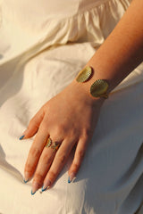 Tan Francesca Adjustable Shell Cuff Bracelet