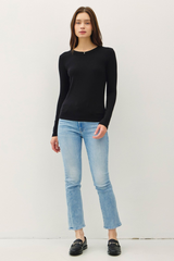 Lavender Round Neck Knit Long Sleeve Top Top