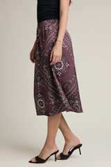 Light Gray The Autumn Paisley Midi Skirt Midi Skirt