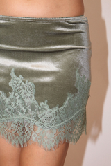 Dim Gray Last Call Lace Velvet Mini Skirt Mini Skirt