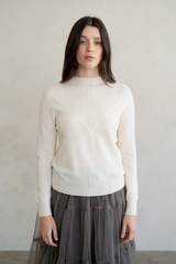 Light Gray High Neck Front Cable Detailed Sweater Sweater