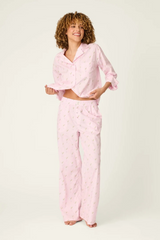 Misty Rose Afterparty Poplin Stripe & Martini Print Pajama Pants Pajama Pants