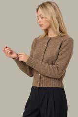 Dark Gray James Fuzzy Button Crew Cardi Cardigan