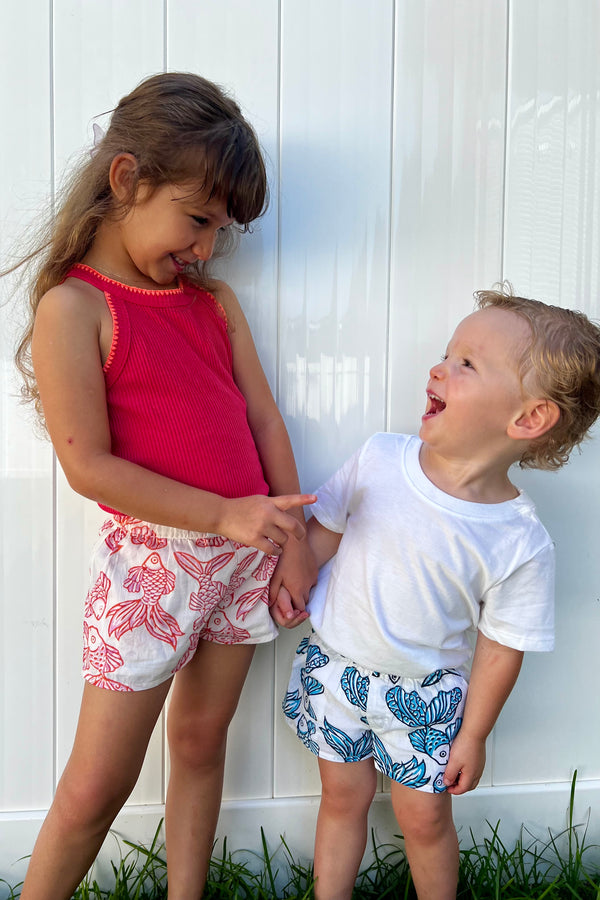 Light Gray Kids Fish Shorts Short