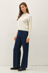 Antique White Wool Cozy Cropped Sweater Sweater