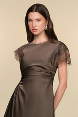 Tan Zina Ruched Mini Dress Mini Dress