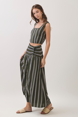 Light Gray Stripe A Pose Maxi Skirt Maxi Skirt